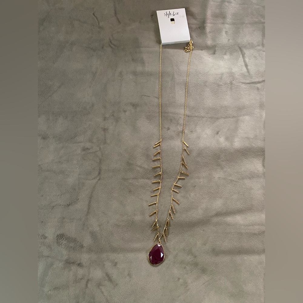 Style & Co. Gold-Tone Chain Necklace with red colored pendant